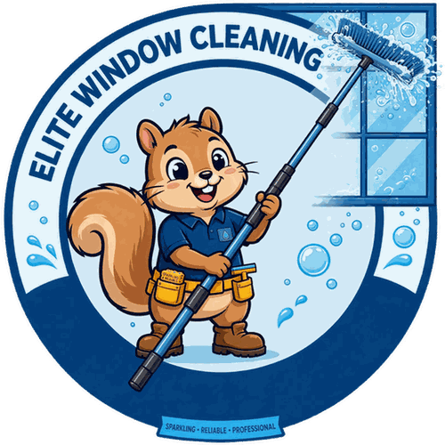 Elite Window Cleaning Co. squirrel mascot logo